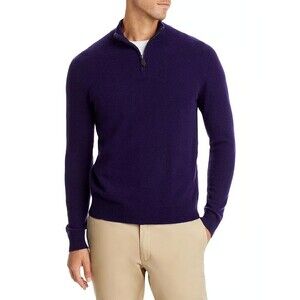 BLOOMINGDALES Sweater Mens Small Purple Quarter Zip Pullover 100% Cashmere $228